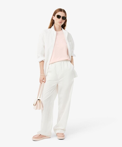 LACOSTE(ラコステ)の「飾り切りネックワントーンTシャツ(Tシャツ/カットソー・レディース・オフホワイト/ライトピンク・34/38/36/40)」の21枚目の写真
