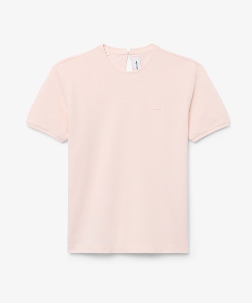 LACOSTE(ラコステ)の「飾り切りネックワントーンTシャツ(Tシャツ/カットソー・レディース・オフホワイト/ライトピンク・34/38/36/40)」の6枚目の写真