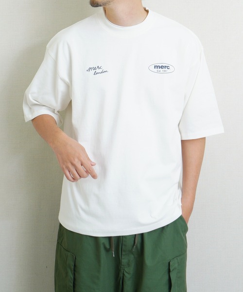 merc london（メルクロンドン）の「ｍerc london　2タイプ オーバル＆フロントロゴ ハーフスリーブTシャツ（Tシャツ/カットソー・メンズ・ブラック/ホワイト/ホワイト系その他/ブラック系その他/ネイビー系1/ネイビー系・LARGE/MEDIUM）」の2枚目の写真