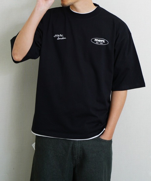 merc london（メルクロンドン）の「ｍerc london　2タイプ オーバル＆フロントロゴ ハーフスリーブTシャツ（Tシャツ/カットソー・メンズ・ブラック/ホワイト/ホワイト系その他/ブラック系その他/ネイビー系1/ネイビー系・LARGE/MEDIUM）」の4枚目の写真