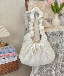 Liaa/フラワーレース刺繍 フリルハンドルショルダーバッグ A18846