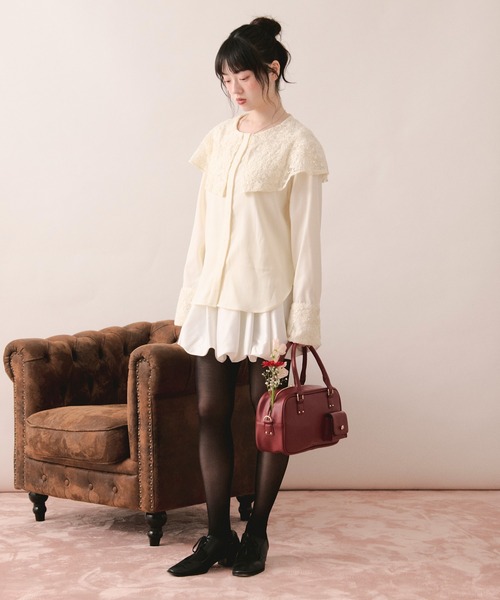 loin nuit(ロワンニュイ)の「spanglelace big collar blouse / スパンコールレースビッグカラーブラウス(シャツ/ブラウス・レディース・アイボリー・FREE)」の14枚目の写真