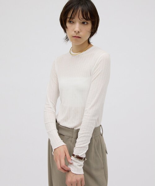 Whim Gazette(ウィムガゼット)の「【GEMINI】テレコカットソー(Tシャツ/カットソー・レディース・ブラック/オフホワイト・FREE)」の1枚目の写真