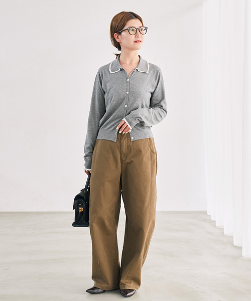 Spick & Span(スピックアンドスパン)の「《一部店舗+WEB限定》フリルレースポロシャツニットカーディガン(カーディガン/ボレロ・レディース・グレー/ネイビー・FREE)」の5枚目の写真