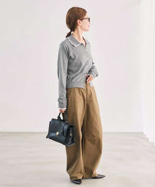 Spick & Span(スピックアンドスパン)の「《一部店舗+WEB限定》フリルレースポロシャツニットカーディガン(カーディガン/ボレロ・レディース・グレー/ネイビー・FREE)」の13枚目の写真