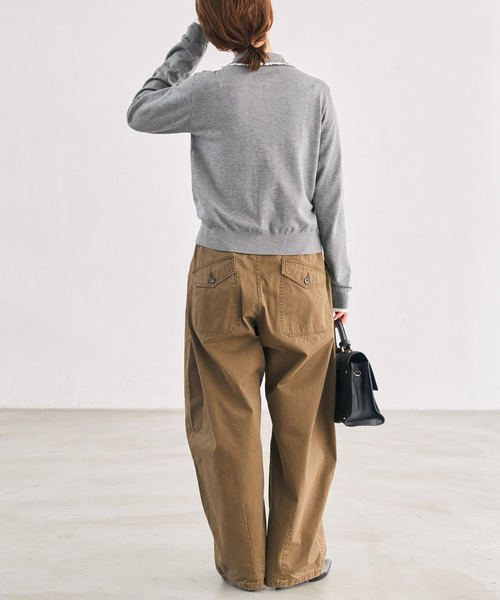 Spick & Span(スピックアンドスパン)の「《一部店舗+WEB限定》フリルレースポロシャツニットカーディガン(カーディガン/ボレロ・レディース・グレー/ネイビー・FREE)」の14枚目の写真