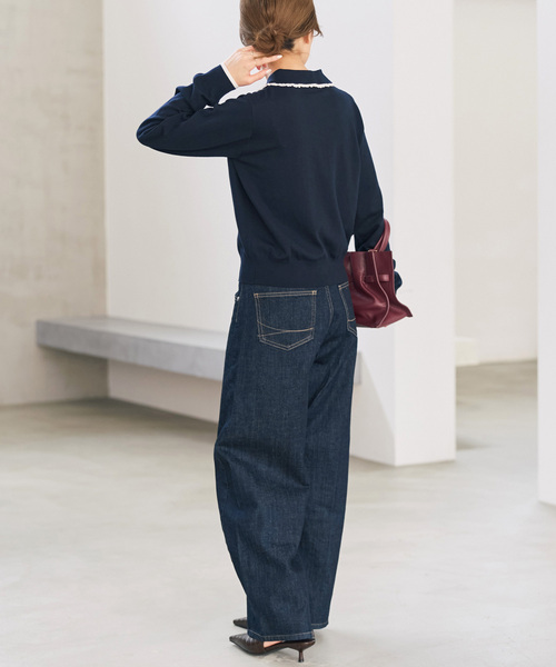 Spick & Span(スピックアンドスパン)の「《一部店舗+WEB限定》フリルレースポロシャツニットカーディガン(カーディガン/ボレロ・レディース・グレー/ネイビー・FREE)」の21枚目の写真