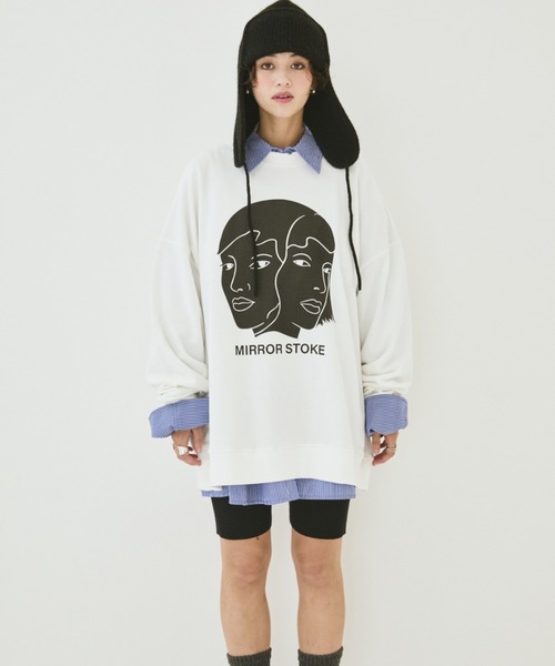 MIRROR STOKE(ミラーストーク)の「【ZOZO限定】MIRROR FACE/FLOWER SWEATSHIRT/ミラーフェイス/フラワースウェットシャツ(スウェット・レディース・グレー/オフホワイト・MEDIUM)」の15枚目の写真