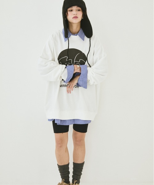 MIRROR STOKE(ミラーストーク)の「【ZOZO限定】MIRROR FACE/FLOWER SWEATSHIRT/ミラーフェイス/フラワースウェットシャツ(スウェット・レディース・グレー/オフホワイト・MEDIUM)」の16枚目の写真