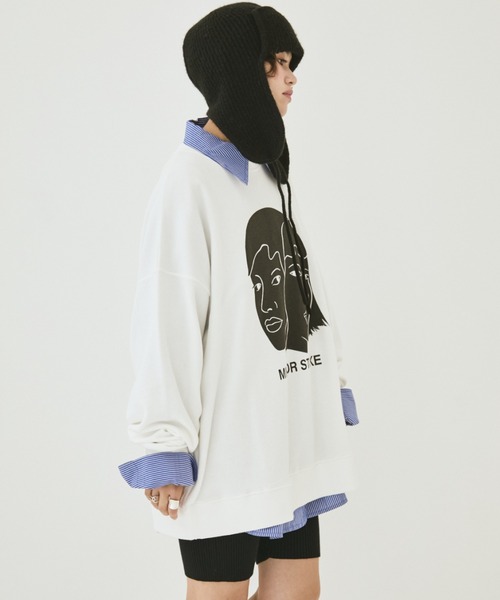 MIRROR STOKE(ミラーストーク)の「【ZOZO限定】MIRROR FACE/FLOWER SWEATSHIRT/ミラーフェイス/フラワースウェットシャツ(スウェット・レディース・グレー/オフホワイト・MEDIUM)」の12枚目の写真