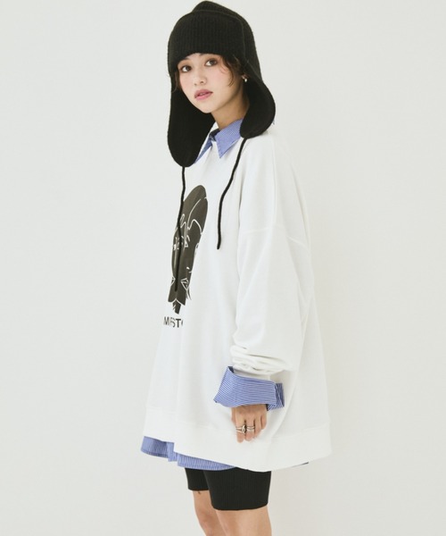 MIRROR STOKE(ミラーストーク)の「【ZOZO限定】MIRROR FACE/FLOWER SWEATSHIRT/ミラーフェイス/フラワースウェットシャツ(スウェット・レディース・グレー/オフホワイト・MEDIUM)」の8枚目の写真