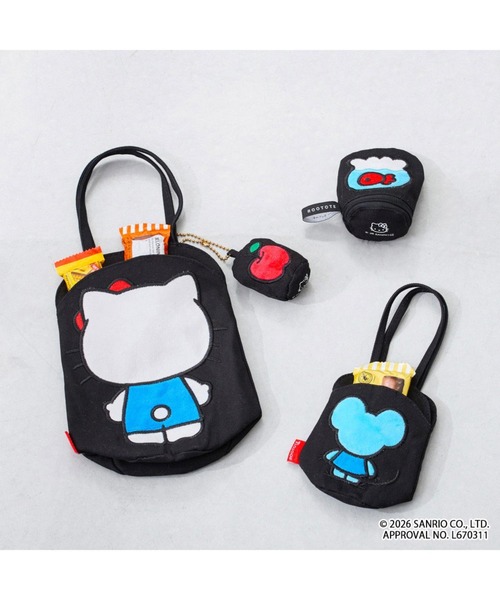 ハローキティコラボ（ハローキティコラボ）の「ルートート / ハローキティ トートバッグ ミニトート ポーチ チャーム 4点セット 軽量 IP.ネコリョーシカ.ハローキティ-B（トートバッグ・レディース・ブラック・FREE）」の10枚目の写真