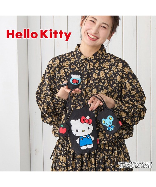 ハローキティコラボ（ハローキティコラボ）の「ルートート / ハローキティ トートバッグ ミニトート ポーチ チャーム 4点セット 軽量 IP.ネコリョーシカ.ハローキティ-B（トートバッグ・レディース・ブラック・FREE）」の2枚目の写真