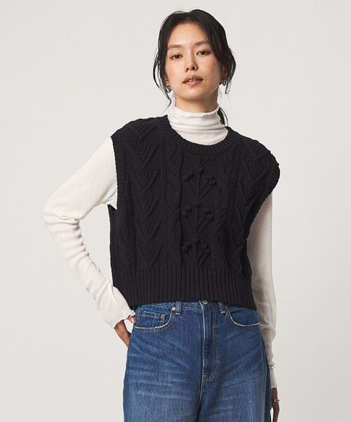 green label relaxing(グリーンレーベルリラクシング)の「【別注】<tyn.TGOR>ケーブル ベスト(ベスト・レディース・ブラック/ブラウン系・FREE)」の2枚目の写真