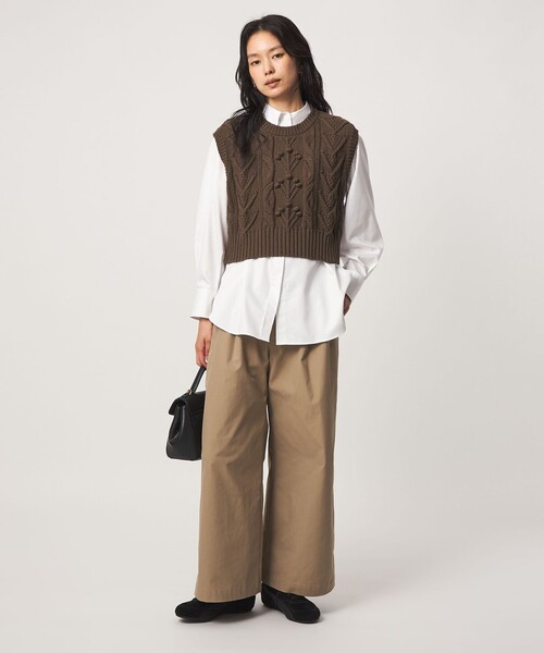 green label relaxing(グリーンレーベルリラクシング)の「【別注】<tyn.TGOR>ケーブル ベスト(ベスト・レディース・ブラック/ブラウン系・FREE)」の4枚目の写真