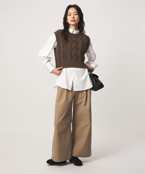 green label relaxing(グリーンレーベルリラクシング)の「【別注】<tyn.TGOR>ケーブル ベスト(ベスト・レディース・ブラック/ブラウン系・FREE)」の5枚目の写真