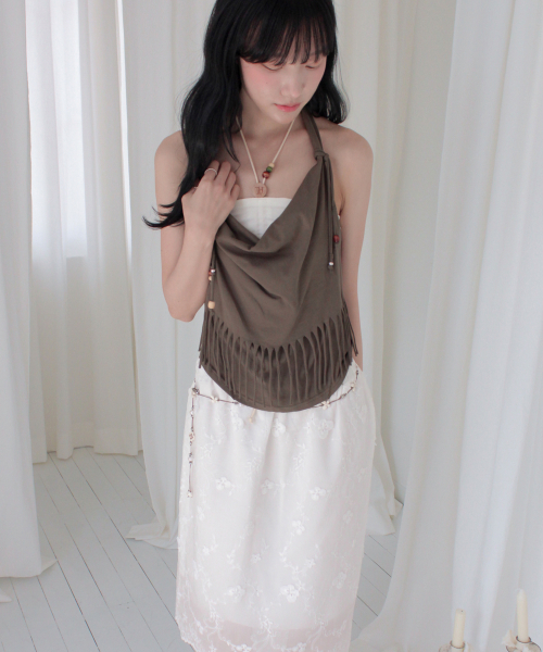 RUBATI(ルバティ)の「アニタ・ロー フリンジカウルホルターネックノースリーブビーズトップ_ブラウン(Tシャツ/カットソー・レディース・その他・1/2)」の3枚目の写真