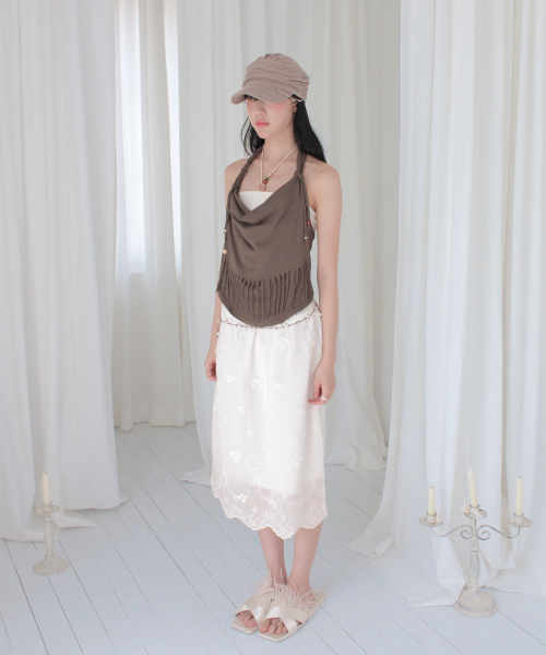 RUBATI(ルバティ)の「アニタ・ロー フリンジカウルホルターネックノースリーブビーズトップ_ブラウン(Tシャツ/カットソー・レディース・その他・1/2)」の7枚目の写真