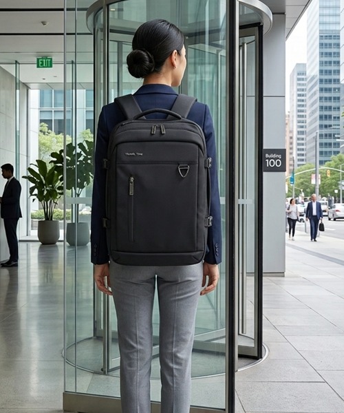 Travel Time(トラベルタイム)の「【TRAVEL TIME 】PC収納・大容量・3WAYスクエアビジネスバッグ ビジネスリュック 通勤・出張対応 ユニセックス A4対応 USBポート付き(ビジネスバッグ・レディース・ブラック/ネイビー・FREE)」の21枚目の写真