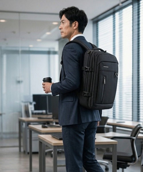 Travel Time(トラベルタイム)の「【TRAVEL TIME 】PC収納・大容量・3WAYスクエアビジネスバッグ ビジネスリュック 通勤・出張対応 ユニセックス A4対応 USBポート付き(ビジネスバッグ・レディース・ブラック/ネイビー・FREE)」の18枚目の写真