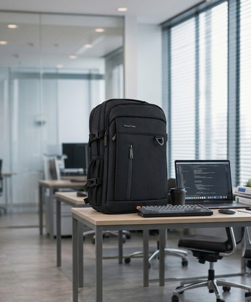 Travel Time(トラベルタイム)の「【TRAVEL TIME 】PC収納・大容量・3WAYスクエアビジネスバッグ ビジネスリュック 通勤・出張対応 ユニセックス A4対応 USBポート付き(ビジネスバッグ・レディース・ブラック/ネイビー・FREE)」の20枚目の写真