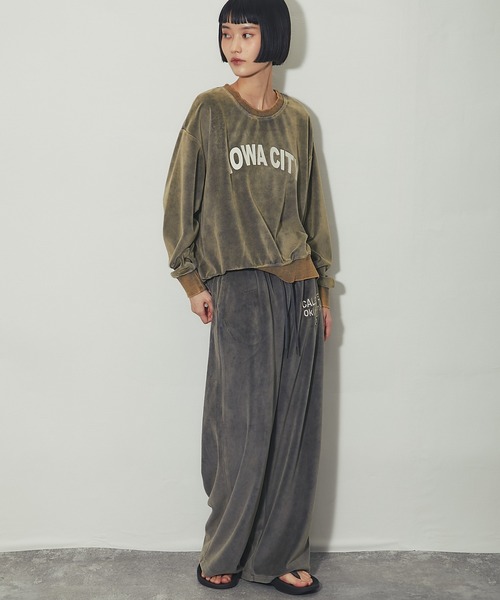 ANOTHER S(アナザーエス)の「【セットアップ対応】ベロアパイル刺繍ロゴワイドパンツ(その他パンツ・レディース・チャコールグレー/ベージュ・FREE)」の15枚目の写真