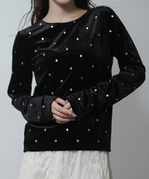 ドット べロアトップス プルオーバー 長袖