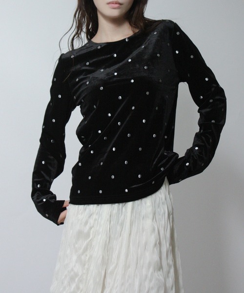 Social GIRL(ソーシャルガール)の「ドット べロアトップス プルオーバー 長袖(Tシャツ/カットソー・レディース・ブラウン/ブラック/オフホワイト・M)」の7枚目の写真
