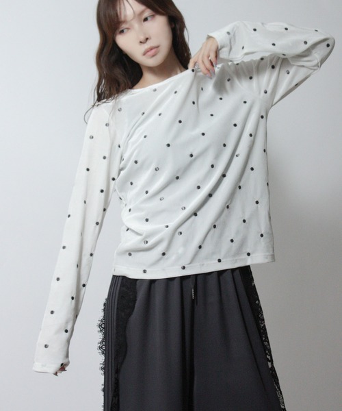 Social GIRL(ソーシャルガール)の「ドット べロアトップス プルオーバー 長袖(Tシャツ/カットソー・レディース・ブラウン/ブラック/オフホワイト・M)」の10枚目の写真