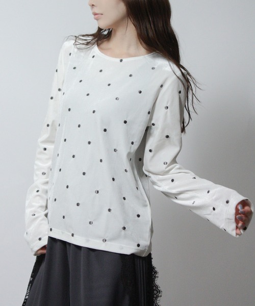 Social GIRL(ソーシャルガール)の「ドット べロアトップス プルオーバー 長袖(Tシャツ/カットソー・レディース・ブラウン/ブラック/オフホワイト・M)」の12枚目の写真
