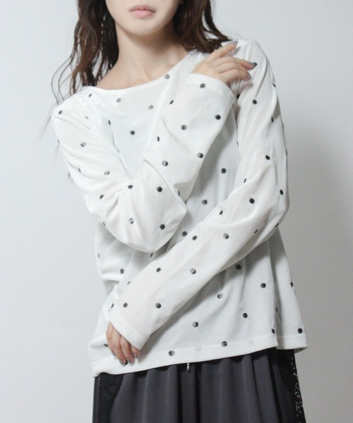 Social GIRL(ソーシャルガール)の「ドット べロアトップス プルオーバー 長袖(Tシャツ/カットソー・レディース・ブラウン/ブラック/オフホワイト・M)」の13枚目の写真