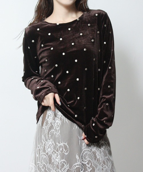 Social GIRL(ソーシャルガール)の「ドット べロアトップス プルオーバー 長袖(Tシャツ/カットソー・レディース・ブラウン/ブラック/オフホワイト・M)」の20枚目の写真