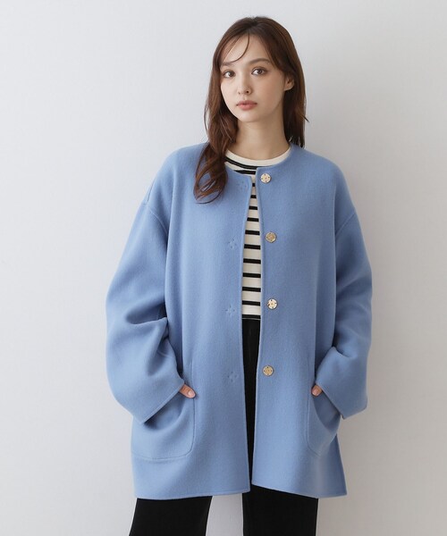 DRESSTERIOR(ドレステリア)の「Super140sリバーシブルコート(ノーカラーコート・レディース・ホワイト系7/ベージュ系その他7/グレー系その他5・36/34/38)」の3枚目の写真