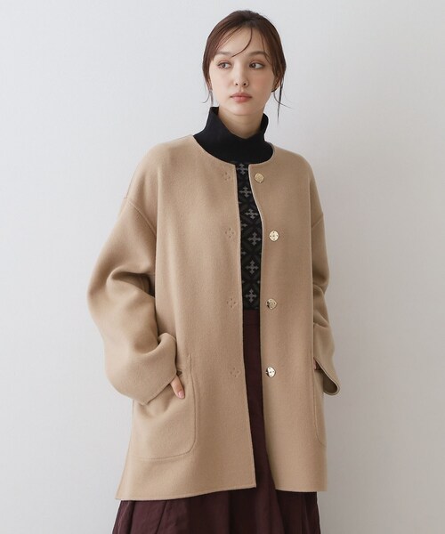 DRESSTERIOR(ドレステリア)の「Super140sリバーシブルコート(ノーカラーコート・レディース・ホワイト系7/ベージュ系その他7/グレー系その他5・36/34/38)」の6枚目の写真