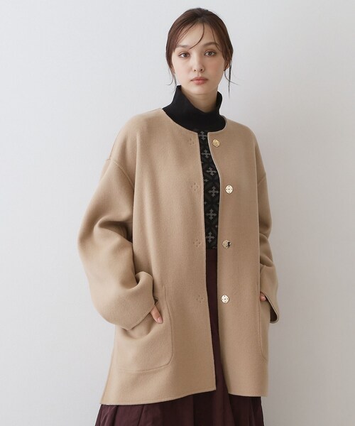 DRESSTERIOR(ドレステリア)の「Super140sリバーシブルコート(ノーカラーコート・レディース・ホワイト系7/ベージュ系その他7/グレー系その他5・36/34/38)」の7枚目の写真