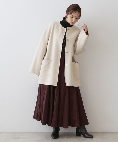 DRESSTERIOR(ドレステリア)の「Super140sリバーシブルコート(ノーカラーコート・レディース・ホワイト系7/ベージュ系その他7/グレー系その他5・36/34/38)」の9枚目の写真