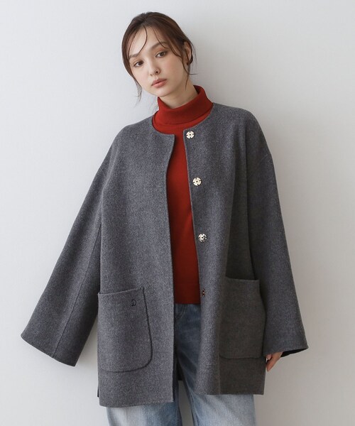DRESSTERIOR(ドレステリア)の「Super140sリバーシブルコート(ノーカラーコート・レディース・ホワイト系7/ベージュ系その他7/グレー系その他5・36/34/38)」の13枚目の写真