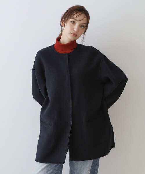 DRESSTERIOR(ドレステリア)の「Super140sリバーシブルコート(ノーカラーコート・レディース・ホワイト系7/ベージュ系その他7/グレー系その他5・36/34/38)」の14枚目の写真