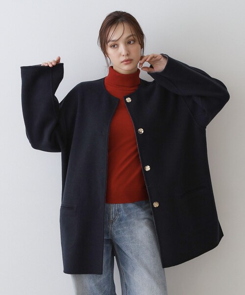 DRESSTERIOR(ドレステリア)の「Super140sリバーシブルコート(ノーカラーコート・レディース・ホワイト系7/ベージュ系その他7/グレー系その他5・36/34/38)」の15枚目の写真