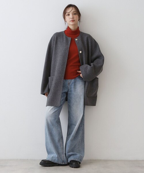 DRESSTERIOR(ドレステリア)の「Super140sリバーシブルコート(ノーカラーコート・レディース・ホワイト系7/ベージュ系その他7/グレー系その他5・36/34/38)」の17枚目の写真