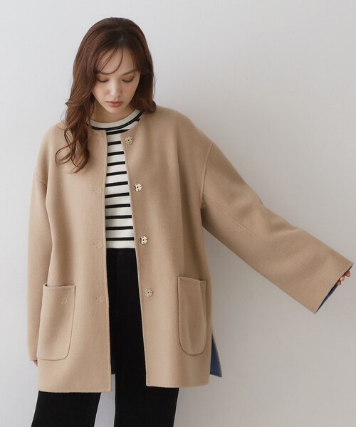 DRESSTERIOR(ドレステリア)の「Super140sリバーシブルコート(ノーカラーコート・レディース・ホワイト系7/ベージュ系その他7/グレー系その他5・36/34/38)」の20枚目の写真