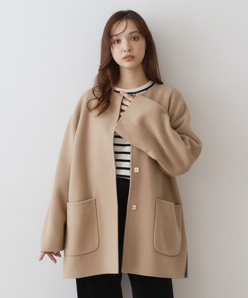 DRESSTERIOR(ドレステリア)の「Super140sリバーシブルコート(ノーカラーコート・レディース・ホワイト系7/ベージュ系その他7/グレー系その他5・36/34/38)」の21枚目の写真