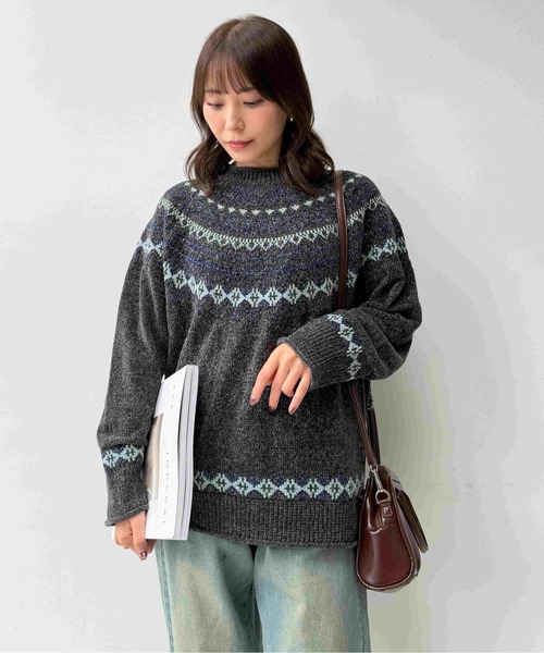 AS KNOW AS plus（アズノゥアズプラス）の「☆さらり 求心柄モールニットプルオーバー（ニット/セーター・レディース・ピンク/ミント/チャコール・FREE）」の21枚目の写真
