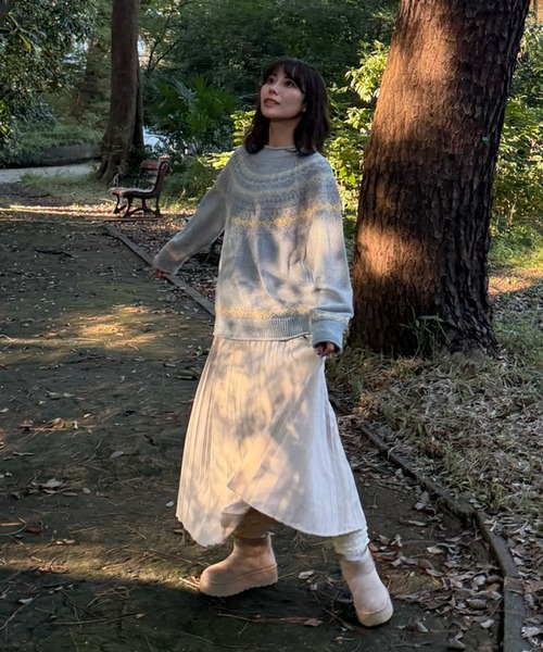 AS KNOW AS plus（アズノゥアズプラス）の「☆さらり 求心柄モールニットプルオーバー（ニット/セーター・レディース・ピンク/ミント/チャコール・FREE）」の20枚目の写真
