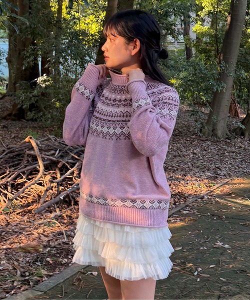 AS KNOW AS plus（アズノゥアズプラス）の「☆さらり 求心柄モールニットプルオーバー（ニット/セーター・レディース・ピンク/ミント/チャコール・FREE）」の11枚目の写真