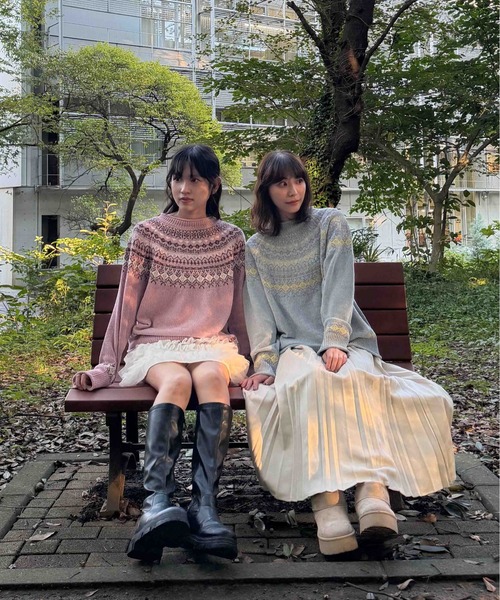 AS KNOW AS plus（アズノゥアズプラス）の「☆さらり 求心柄モールニットプルオーバー（ニット/セーター・レディース・ピンク/ミント/チャコール・FREE）」の8枚目の写真