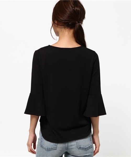 MOUSSY（マウジー）の「FLARE SLEEVE POINT TOPS（Tシャツ/カットソー・レディース・ホワイト/ライトグレー/ブラック/ピンク・FREE）」の14枚目の写真
