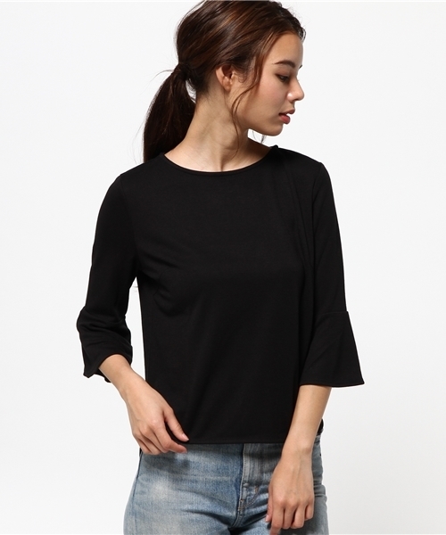 MOUSSY（マウジー）の「FLARE SLEEVE POINT TOPS（Tシャツ/カットソー・レディース・ホワイト/ライトグレー/ブラック/ピンク・FREE）」の10枚目の写真