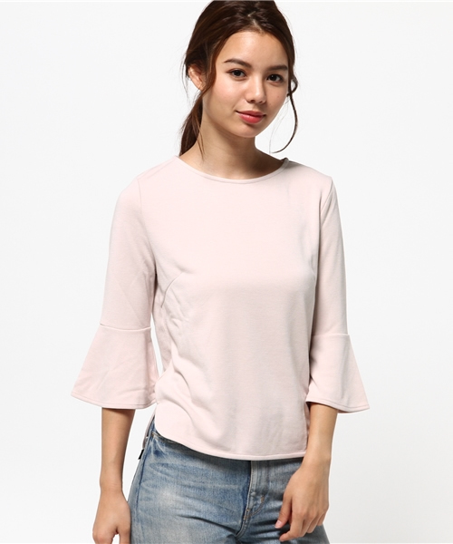MOUSSY（マウジー）の「FLARE SLEEVE POINT TOPS（Tシャツ/カットソー・レディース・ホワイト/ライトグレー/ブラック/ピンク・FREE）」の5枚目の写真
