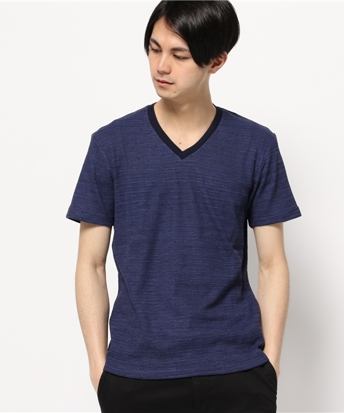 MEN'S BIGI(メンズビギ)の「VネックTシャツ/JAPAN MADE(日本製)(Tシャツ/カットソー・メンズ・グレー/ベージュ/ネイビー・MEDIUM/SMALL/LARGE)」の3枚目の写真